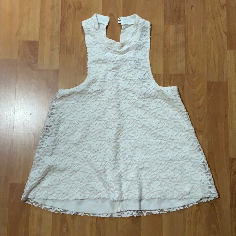 Soft lace, mock neck halter top
